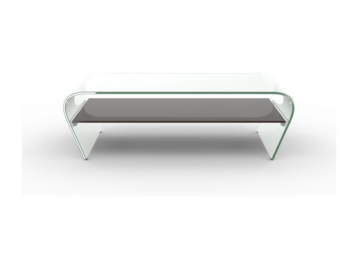 COUCHTISCH mit Ablage - Glas Design - Transparent & Schwarz - KELLY - Transparent/Schwarz, Glas (120/60/37cm) - Vente-Unique