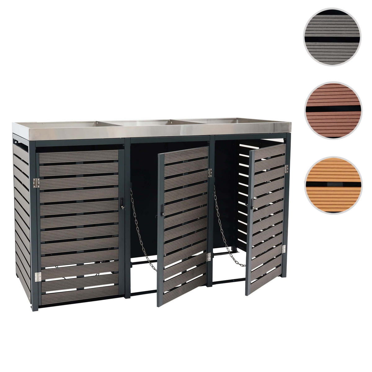 3ER MÜLLTONNENVERKLEIDUNG Anthrazit - Anthrazit, Metall (200/124/84cm) - MCW