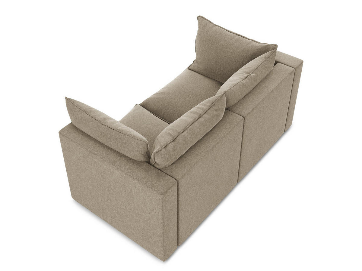 2-SITZER SOFA Samt Stoff Beige - Beige/Schwarz, Holzwerkstoff/Kunststoff (180/77/90cm) - Makamii