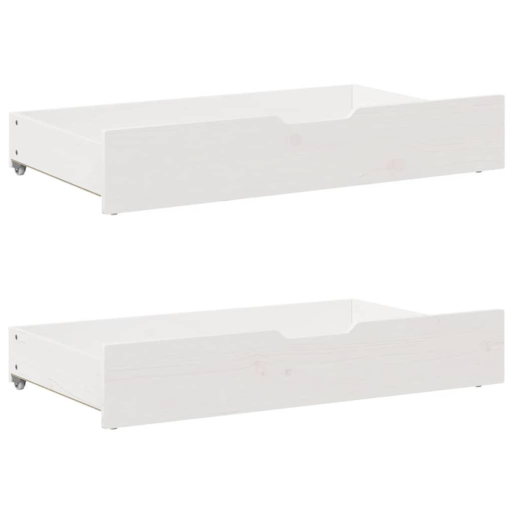 BETTSCHUBLADEN 2 Stk. Weiss 95/55/17 Cm Massivholz Kiefer - Weiß, Holz - vidaXL