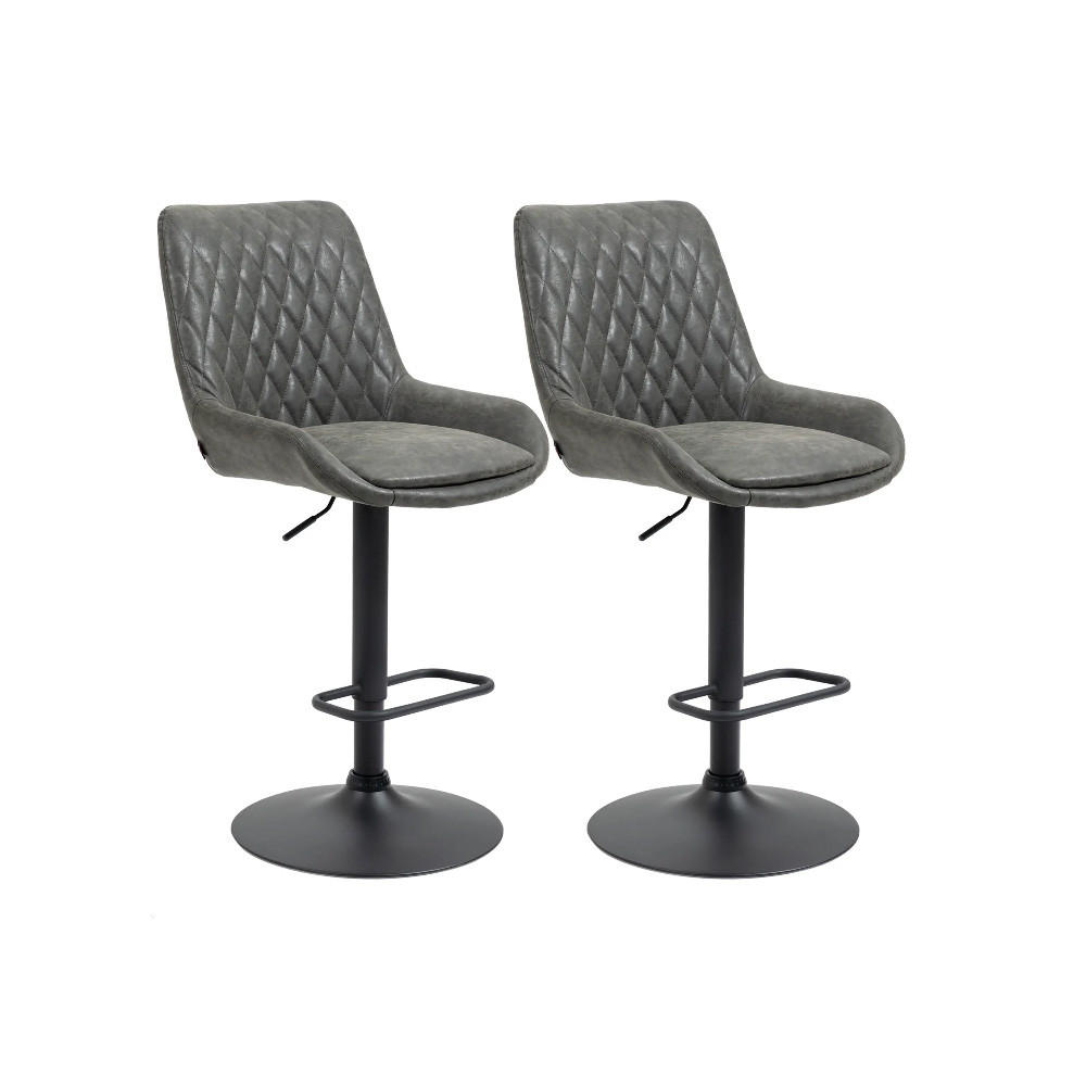 BARHOCKER DE-35965 2er Set mit Kunstlederbezug Dunkelgrau - Dunkelgrau, Metall (59/117/51cm) - ComfortXL