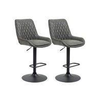 BARHOCKER DE-35965 2er Set mit Kunstlederbezug Dunkelgrau - Dunkelgrau, Metall (59/117/51cm) - ComfortXL