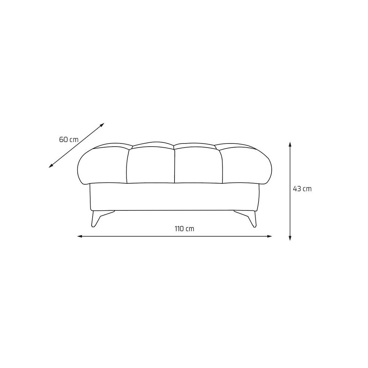 POUF PUDDING 110 x 60 cm Velours Dunkelgrau - Dunkelgrau/Schwarz, Holz/Textil (110/43/60cm) - Muffo