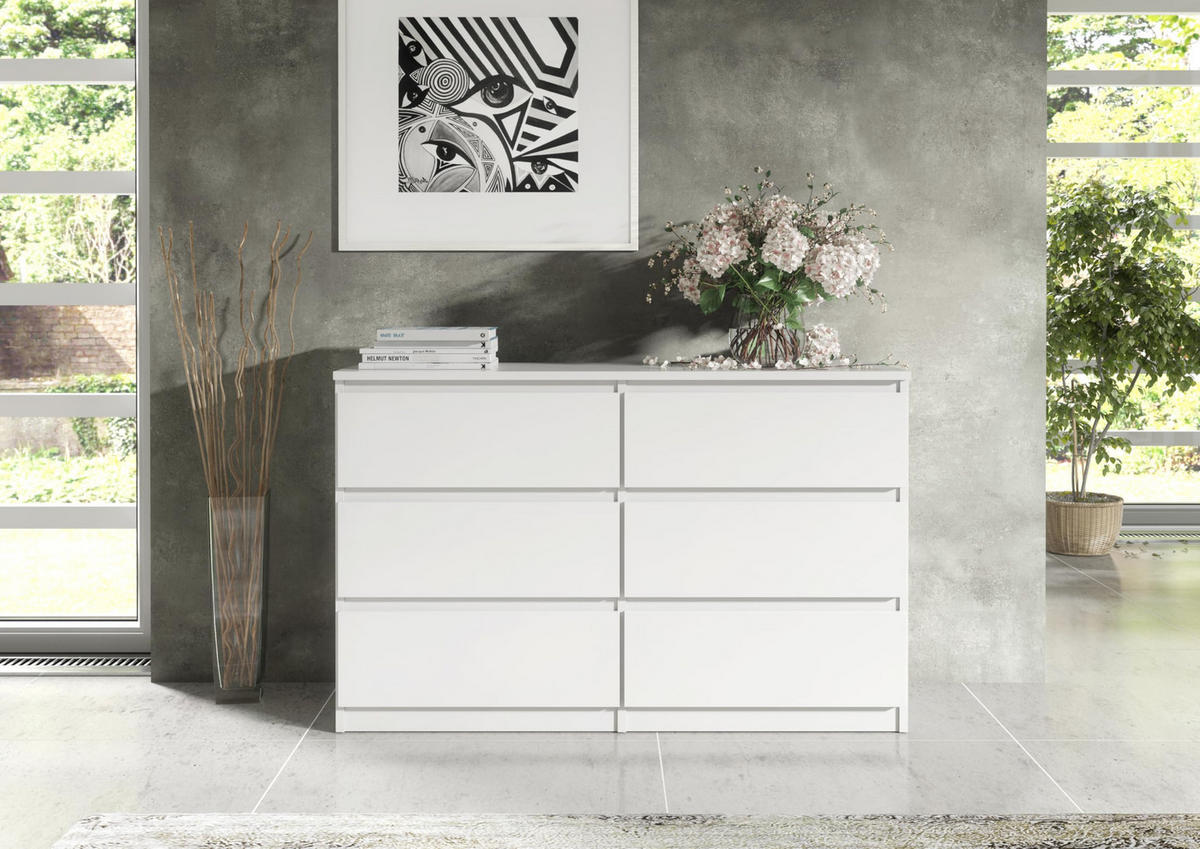 KOMMODE 120 Weiß 120x78,5x39 cm - Weiß, Holzwerkstoff (120/78.5/39cm) - Mobelsta