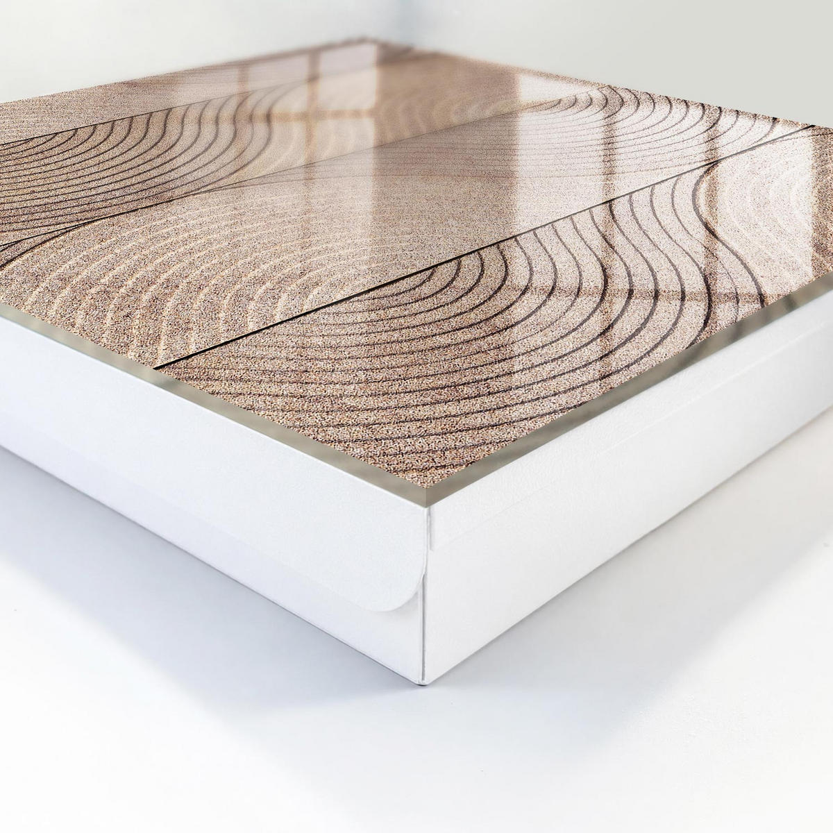 SCHLÜSSELBOX Weiß 30x30 cm – Türöffnung nach rechts - Texturwellen - Beige, Metall (30/30/5cm) - TULUP