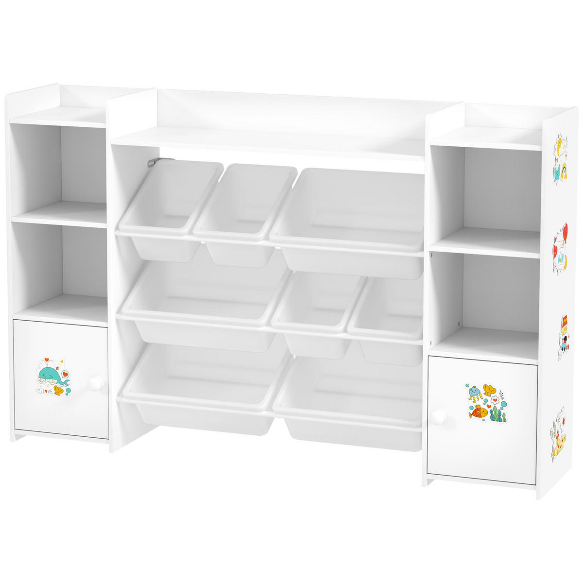 KINDERREGAL DE-17260 8 herausnehmbare Boxen & Bücherregal Weiß - Weiß, Metall (140/90/30cm) - ComfortXL