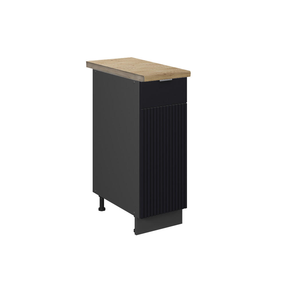 APOTHEKERSCHRANK Fame-Line, Schwarz gestreift, 30 cm, AP Eiche - Anthrazit/Schwarz, Holzwerkstoff (30/82/60cm) - Vicco
