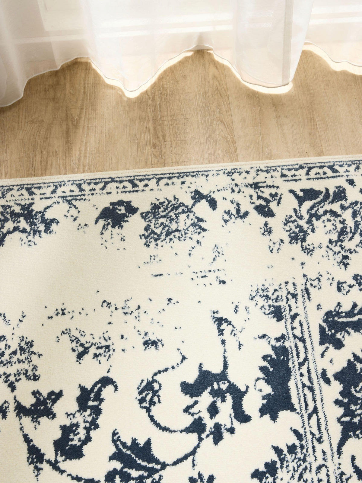 VINTAGE-TEPPICH Suki 160/230 cm - Blau/Creme, Kunststoff (160/230cm) - benuta