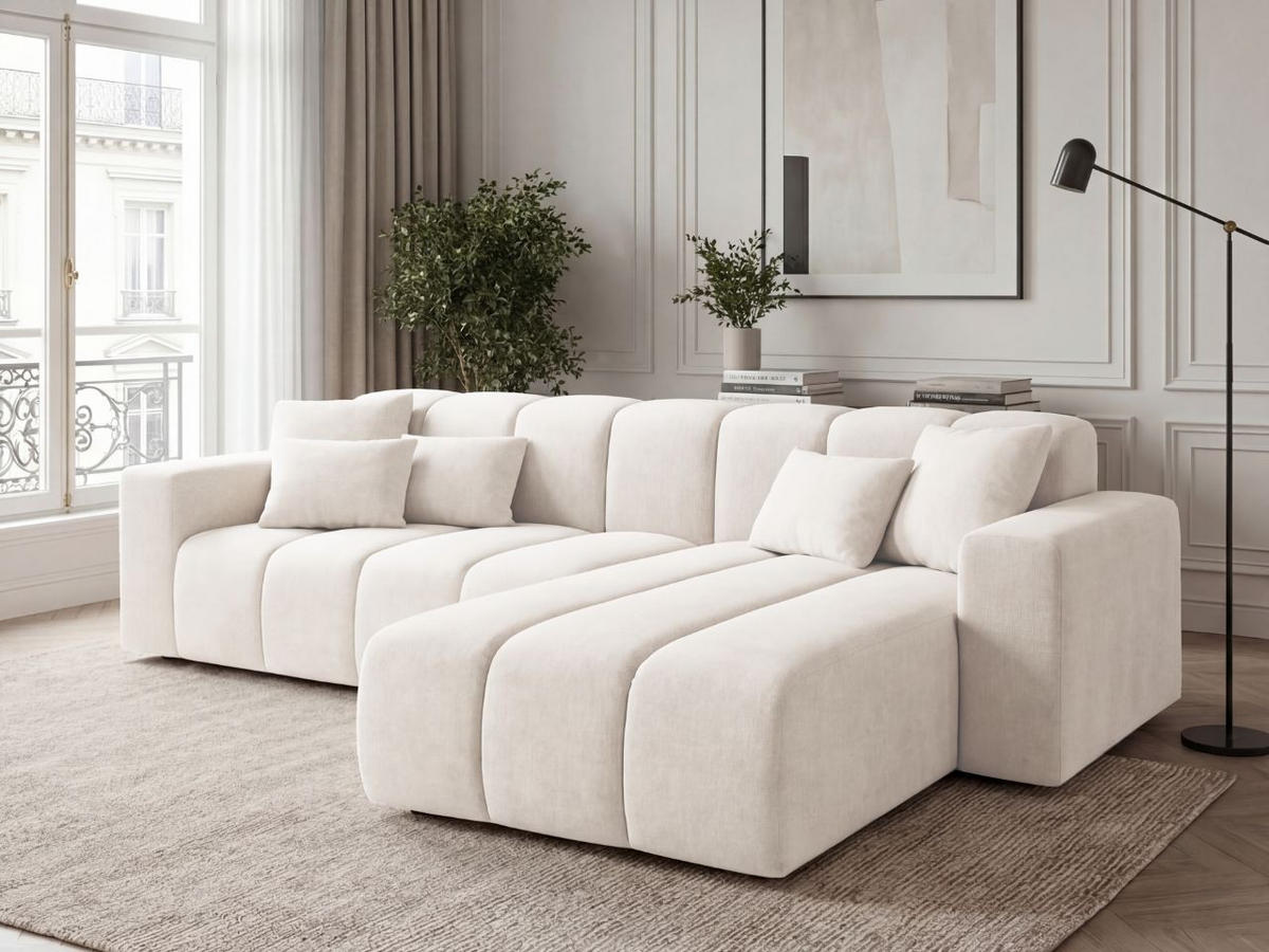 ECKSOFA Nork Creme Rechts - Creme, Holz/Textil (265/180cm) - Graingold