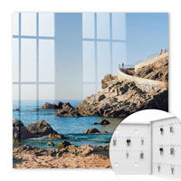 SCHLÜSSELBOX Weiß 30x30 cm – Türöffnung nach rechts - Küstenlandschaft - Blau, Metall (30/30/5cm) - TULUP
