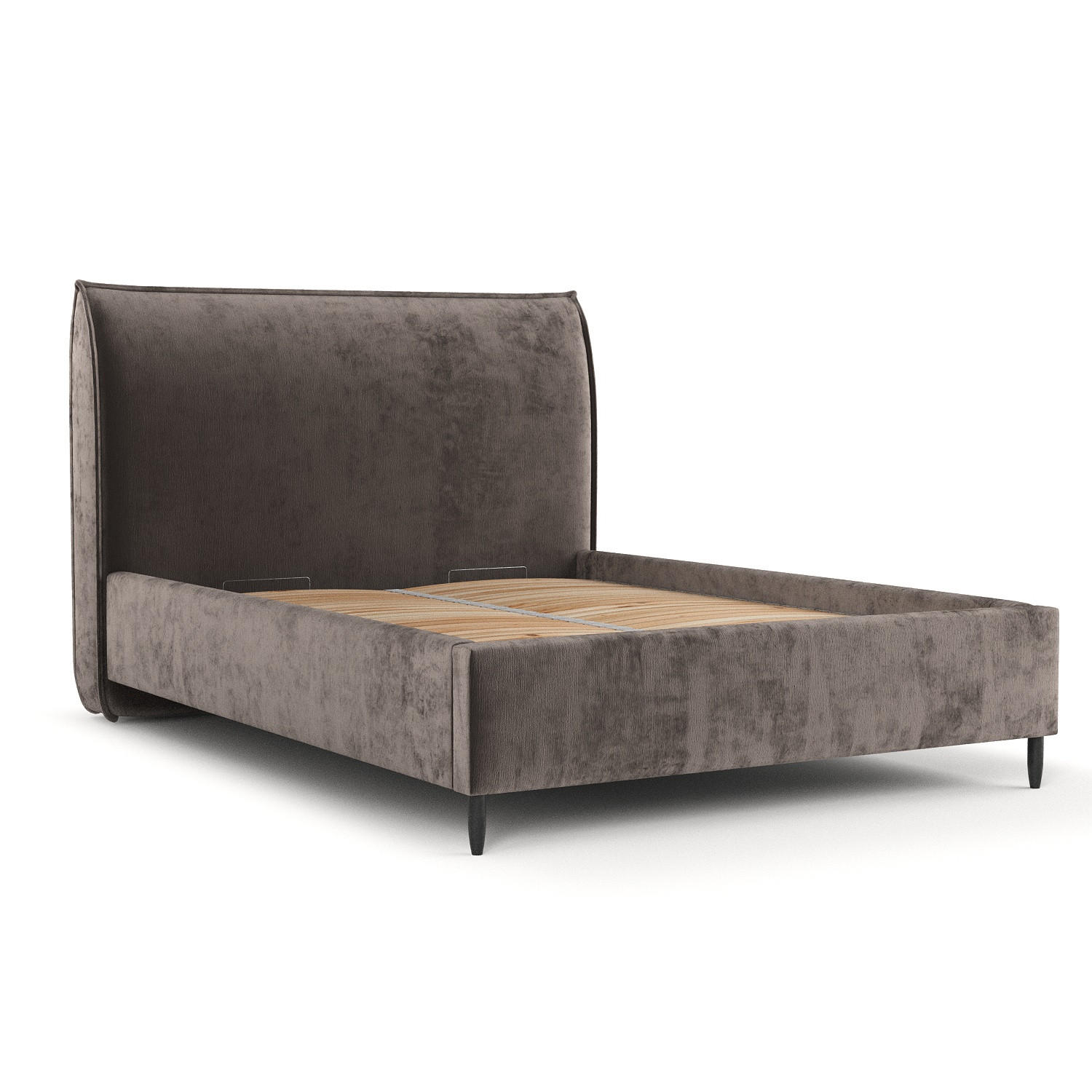 POLSTERBETT Shell Braun 180/200 cm im Chenille-Stoff - Schwarz/Naturfarben, Holz/Holzwerkstoff (180/200cm) - Maison de Reve