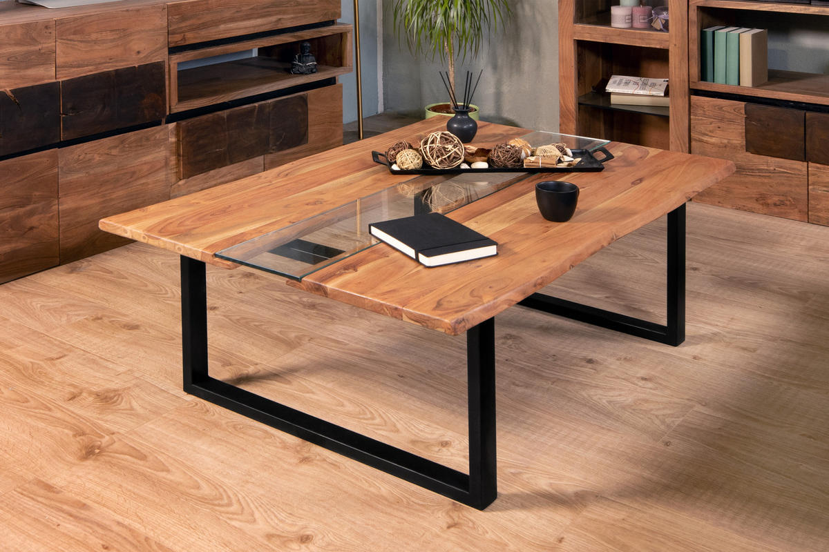 COUCHTISCH FRANCO - Beige/Schwarz, Holz/Metall (80/118/45cm) - SAM