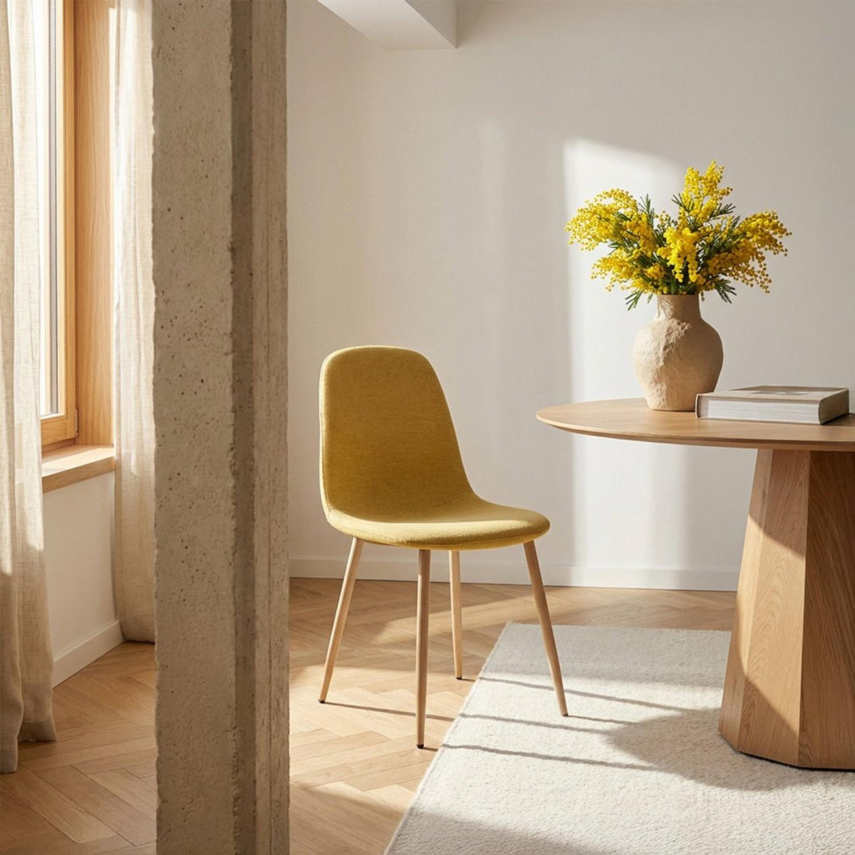 ESSZIMMERSTUHL Ellis Senf / Gelb 43 cm x 87 cm 4er-Set - Dunkelgelb, Textil (43/87/54cm) - Klast Home