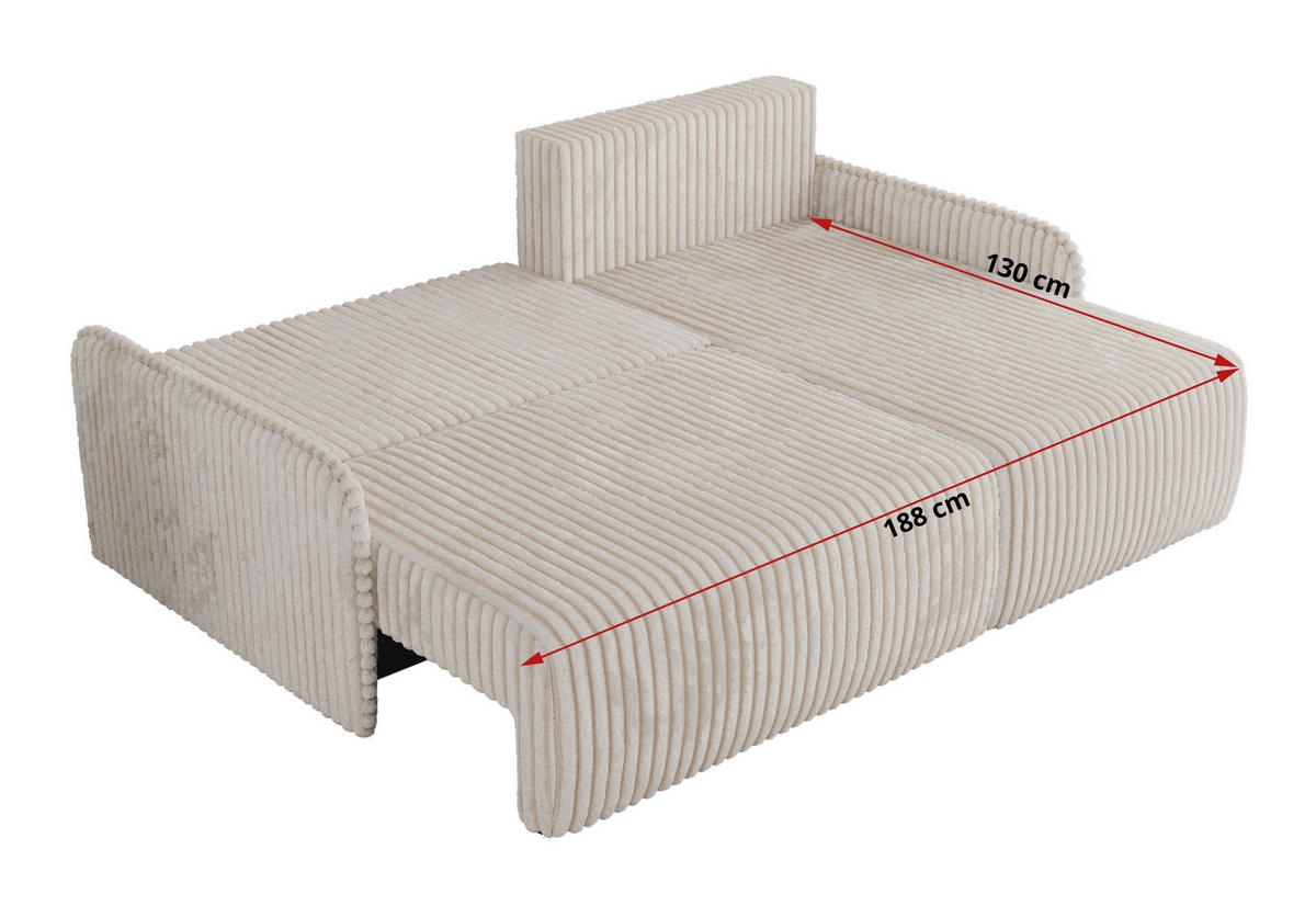 ECKSCHLAFSOFA ARPA L Creme Cord - links - Creme/Schwarz, Kunststoff/Textil (198/150cm) - MKS
