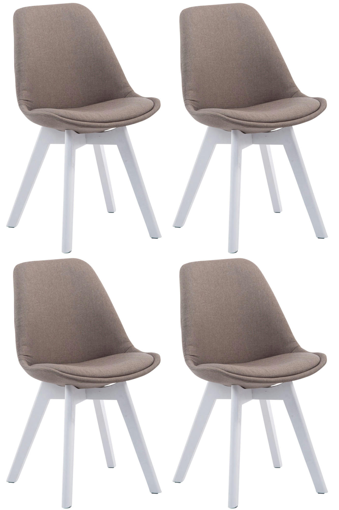 STUHL 4er Set Stoff taupe - Taupe/Weiß, Holz/Textil (48/84/55cm) - CLP
