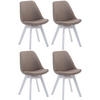 STUHL 4er Set Stoff taupe - Taupe/Weiß, Holz/Textil (48/84/55cm) - CLP