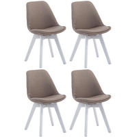 STUHL 4er Set Stoff taupe - Taupe/Weiß, Holz/Textil (48/84/55cm) - CLP