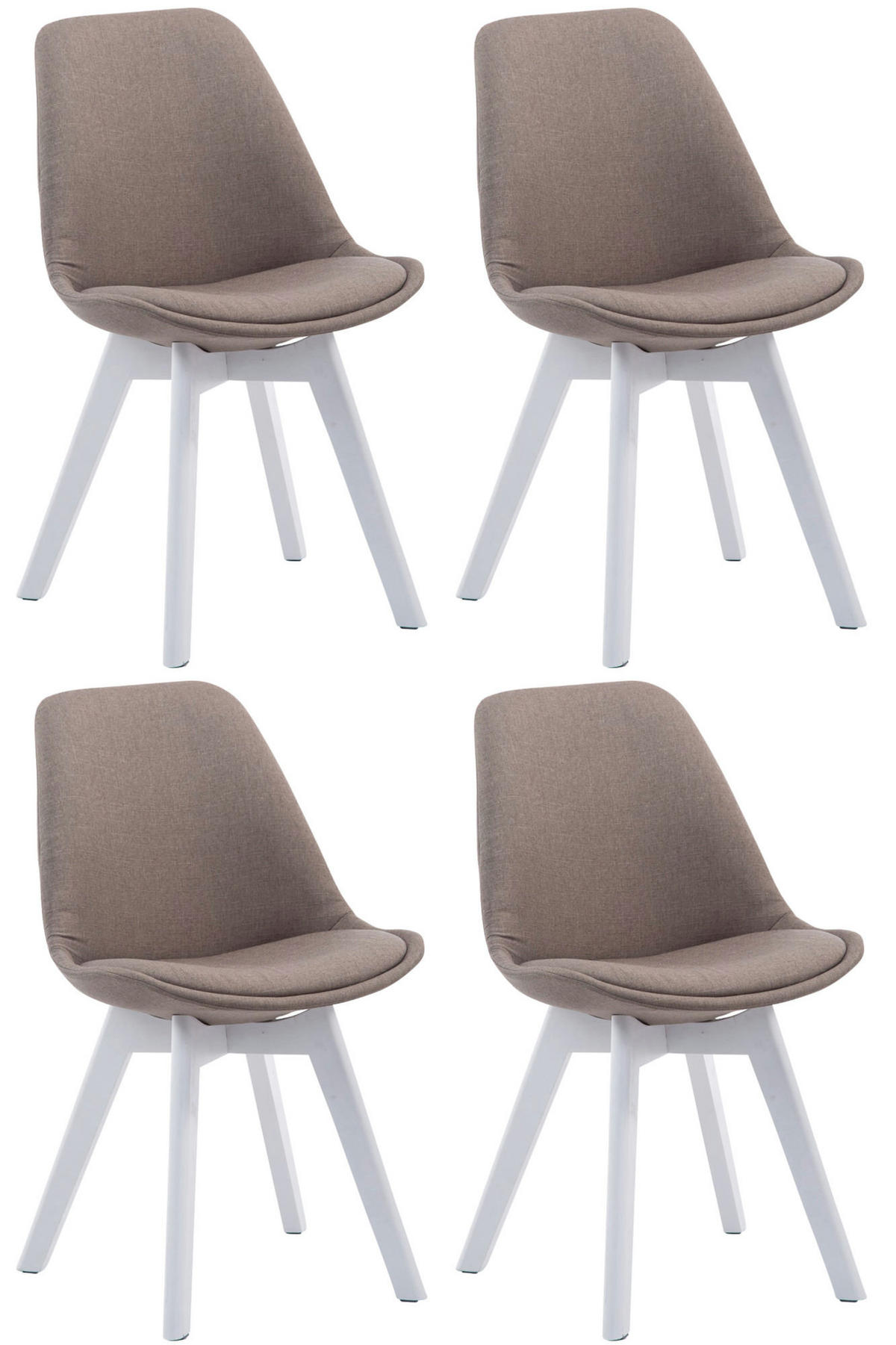 STUHL 4er Set Stoff taupe - Taupe/Weiß, Holz/Textil (48/84/55cm) - CLP