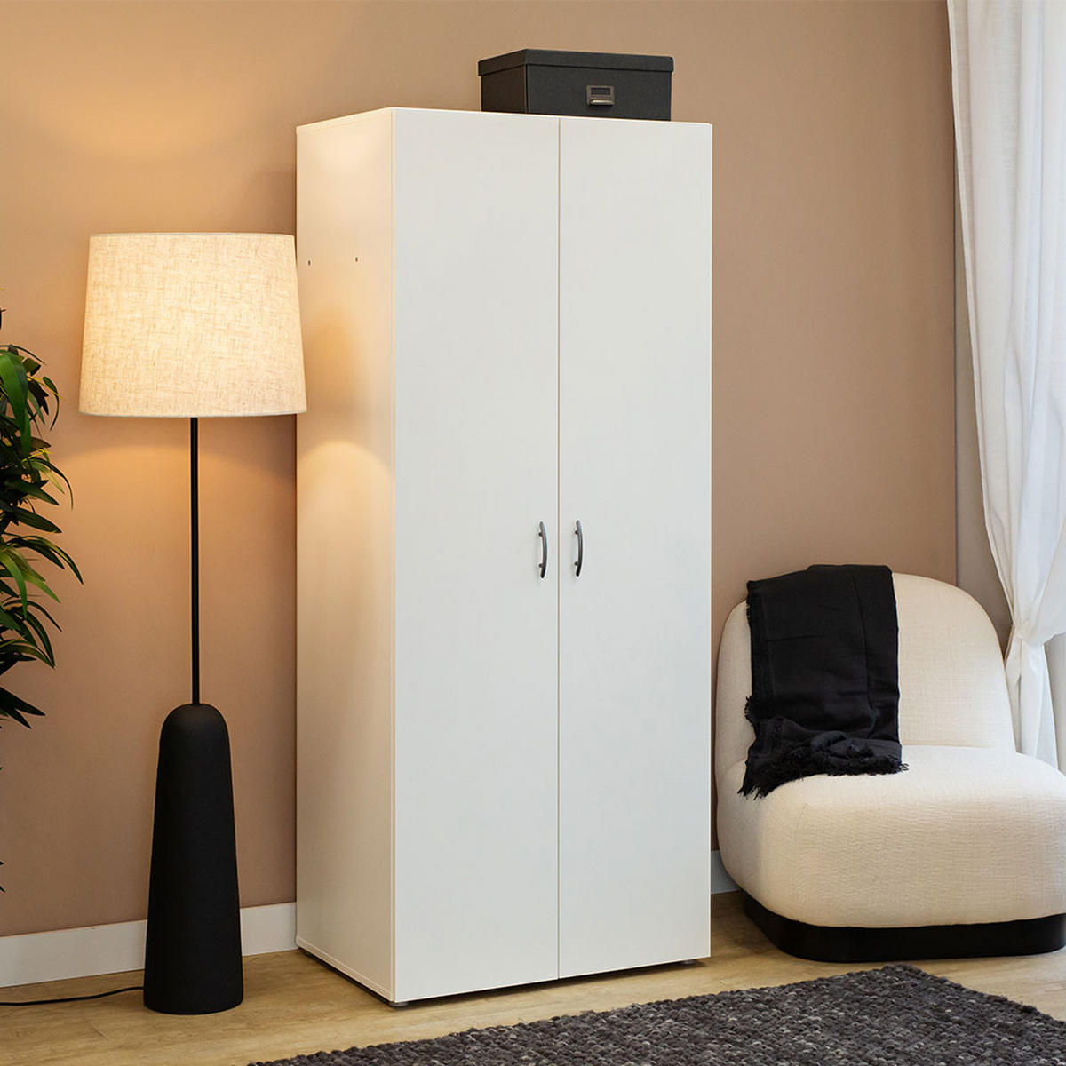 KLEIDERSCHRANK Basic Weiß 74 / 52 / 179 cm - Silberfarben/Weiß, Holz/Holzwerkstoff (74/179/52cm) - Feldmann-Wohnen