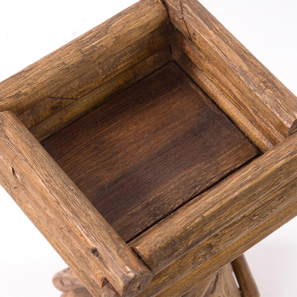 BLUMENTISCH Twist Teakholz - Naturfarben, Holz (25/25/42cm) - DESIGN DELIGHTS