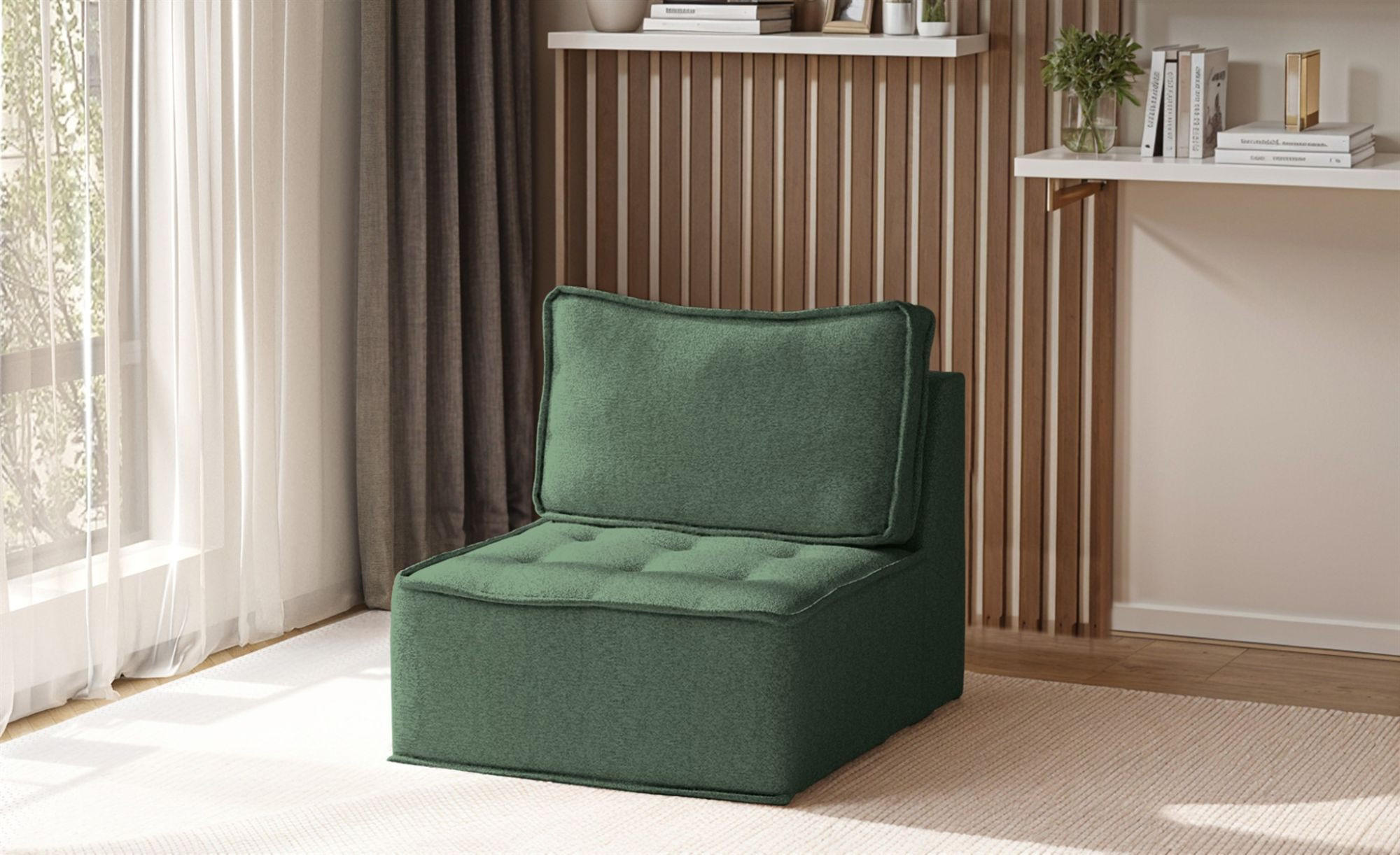 SESSEL Sande Xs In Raven - Grün, Holzwerkstoff/Textil (80/85/90cm) - Fun Möbel