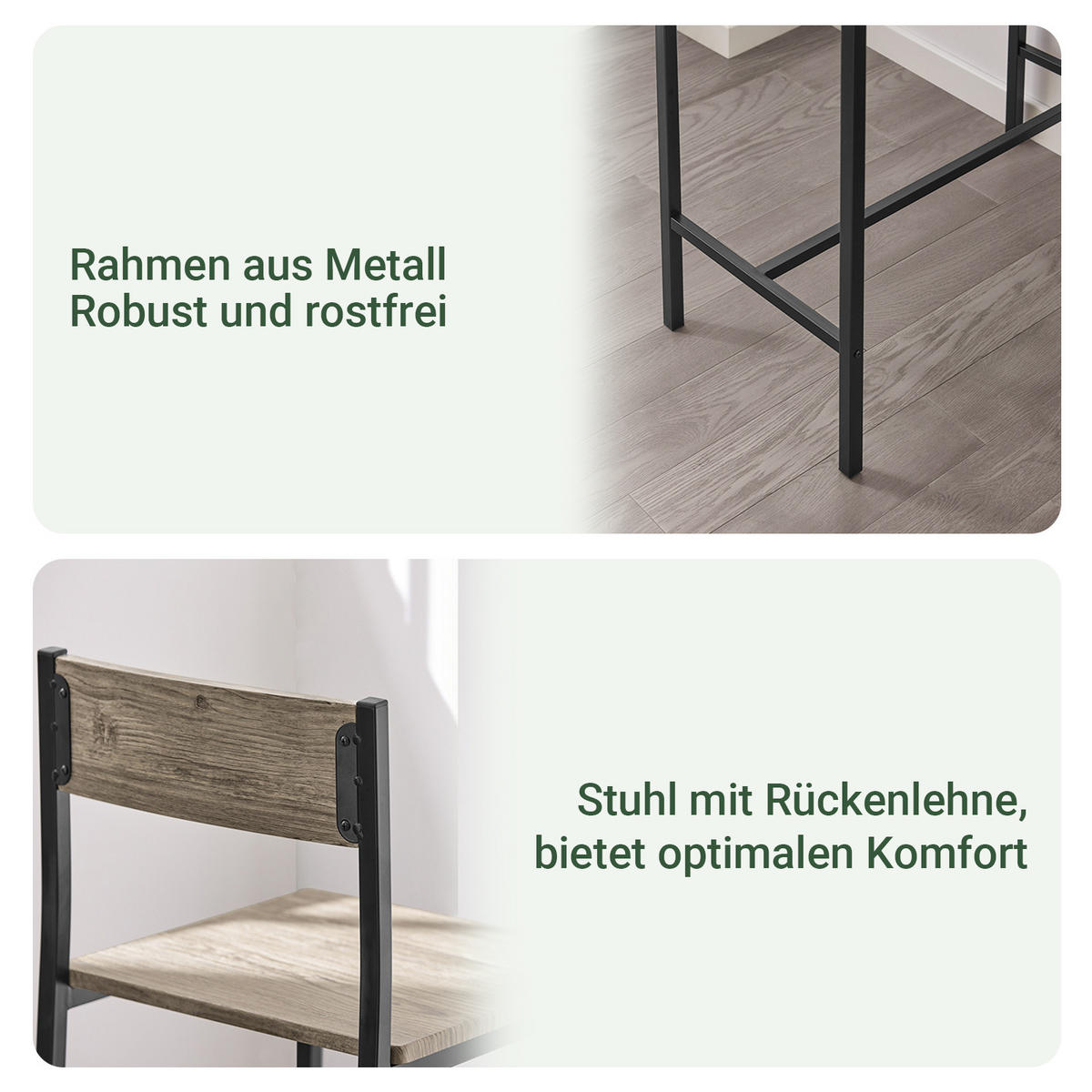 BARTISCH + 2 x BARSTÜHLE - Naturfarben, Holzwerkstoff (89/87/45cm) - SoBuy