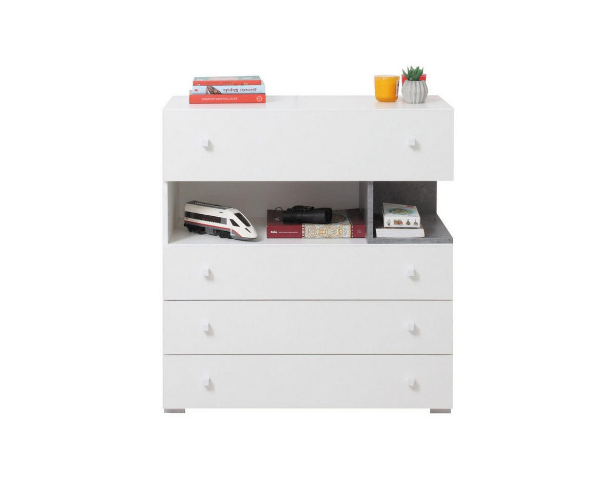JUGENDZIMMER SIMON 7-teilig Weiß/Grau - Weiß/Grau, Holzwerkstoff (704/190/94cm) - Deine Möbel 24
