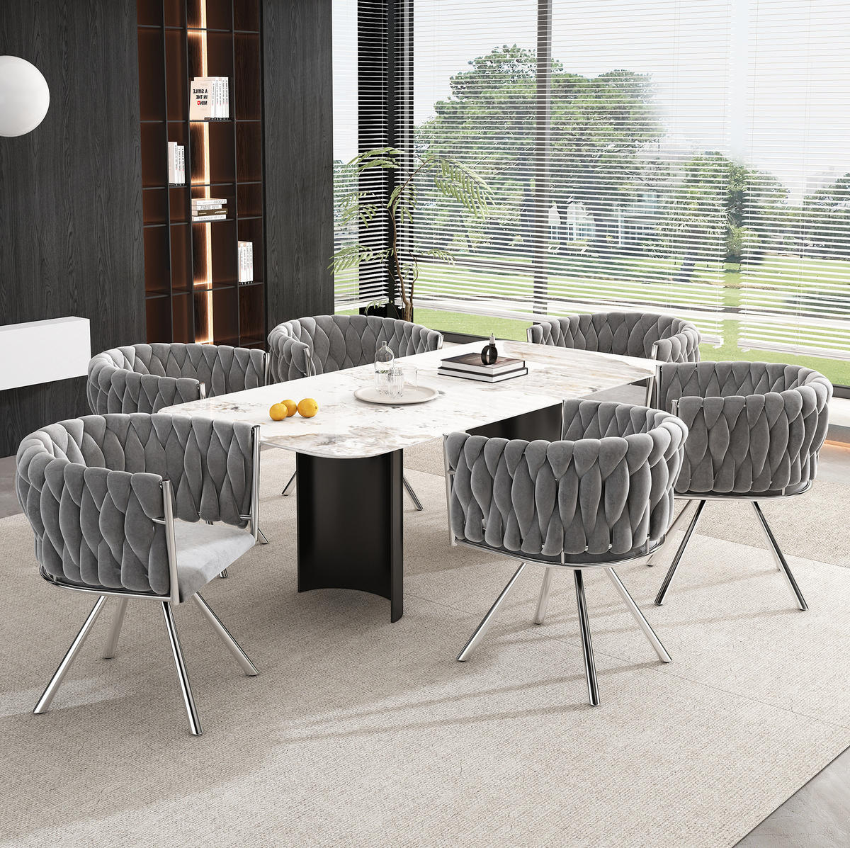 ESSZIMMERSTUHL mit 360°-Drehfunktion Samt Grau/Silber 4er-Set - Grau, Metall (54/72/59.1cm) - Meubliv