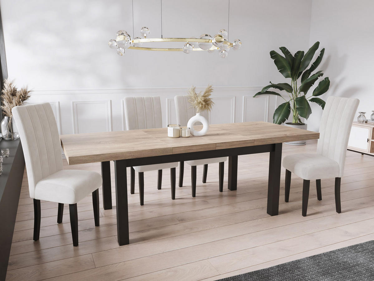 ESSTISCH Gemini rechteckig ausziehbar, Sonoma Eiche 170-250/90/78 cm - Schwarz/Sonoma Eiche, Holz/Holzwerkstoff (170/90/78cm) - WFL GROUP
