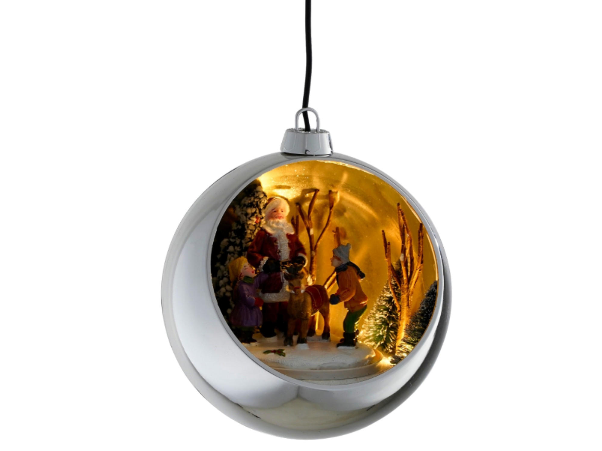 WEIHNACHTSDEKORATION LED Silber, 13 cm, batteriebetrieben, mit rotierendem Effekt - Silberfarben, Kunststoff (27cm) - LAALU