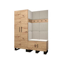 GARDEROBEN-SET 196/158/45,6 - Creme/Schwarz, Holz/Kunststoff (158/196/45.6cm) - Abiks Möbel