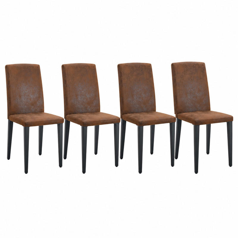 ESSZIMMERSTUHL 4er-Set 90 cm Webstoff Braun Schwarz - Schwarz, Metall (47/90/41cm) - Meubliv