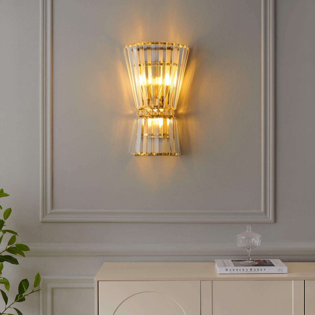 WANDLEUCHTE Giova, Transparent und goldfarben, 42cm - Transparent, Glas (26/42/13cm) - KOSILUM
