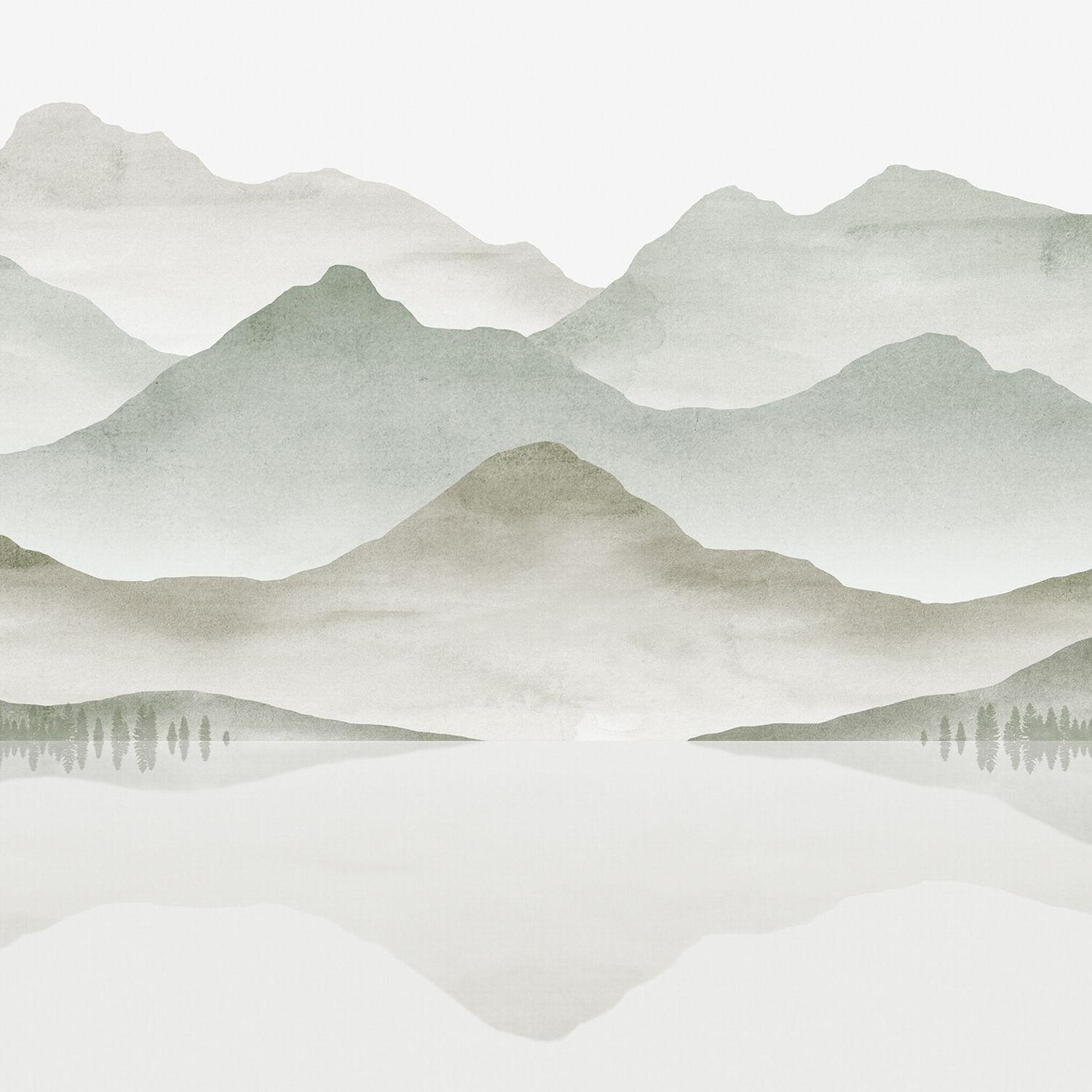 FOTOTAPETE Seeblick 424 x 280 cm - Grün, Papier (424/280cm) - Sanders & Sanders