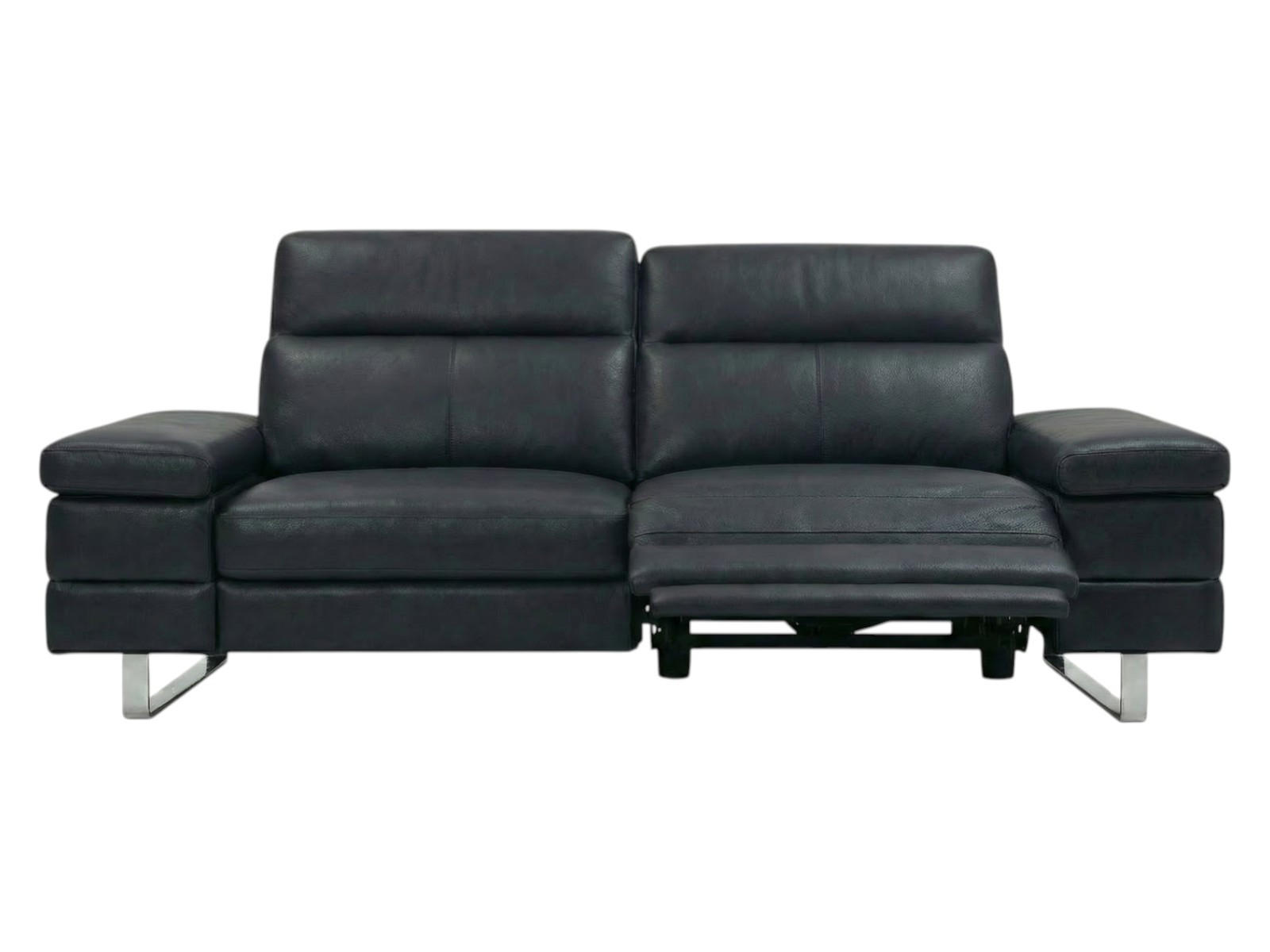 3-SITZER Sofa Virage Echtleder mit 1 x Relaxfunktion Schwarz - Schwarz, Leder/Metall (212/75/109cm)