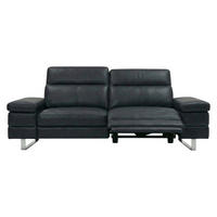 3-SITZER Sofa Virage Echtleder mit 1 x Relaxfunktion Schwarz - Schwarz, Leder/Metall (212/75/109cm)