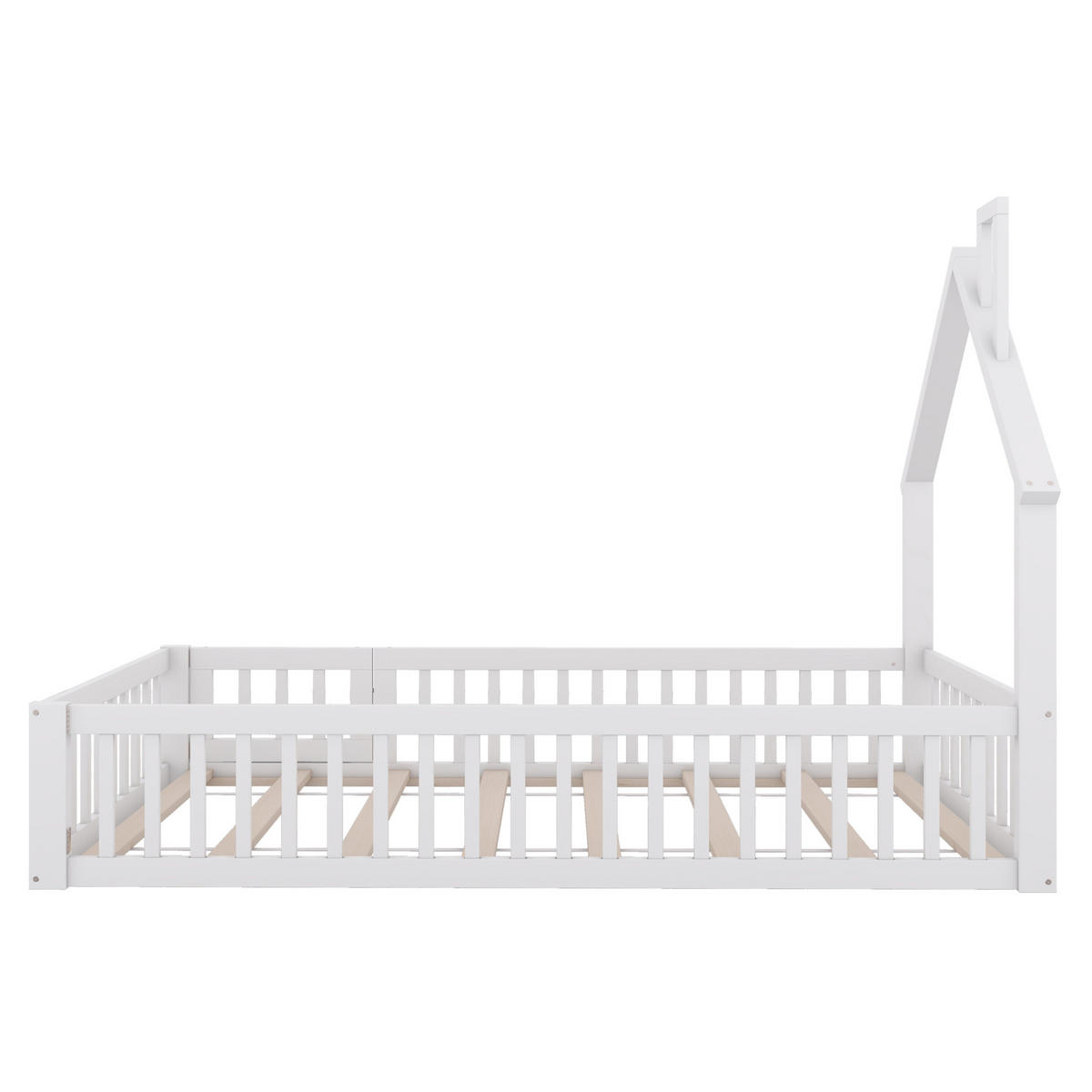 KINDERBETT mit Rausfallschutz 90x200 cm Kiefernholz Weiß - Weiß, Holzwerkstoff (90/200cm) - Beauniv