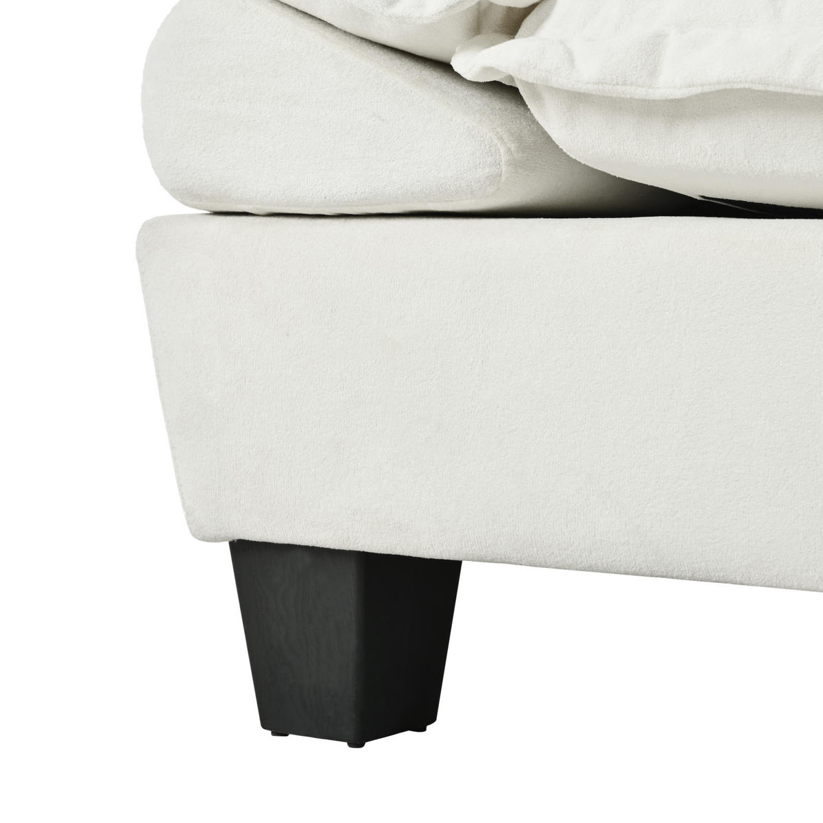ECKSOFA aus Chenille 194x155x90 cm in Beige mit Ottomanen-Modul - Beige, Textil (155/90/194cm) - Modfu
