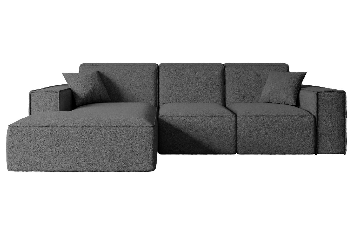 ECKSOFA Ottomane Links SERRA-L - 266x165x73 cm Grau Bouclé - Schwarz/Grau, Holzwerkstoff/Kunststoff (165/266cm) - ALTDECOR