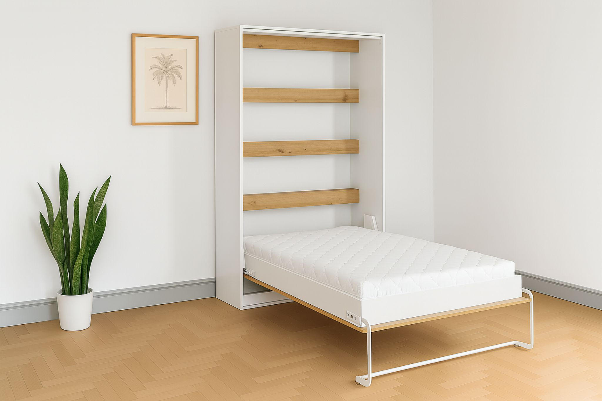 SCHRANKBETT Perfekt 120x200 Ein Vertikales Das Design Und Funktionalität Vereint Mit Matratze Eiche + Schwarz - Eichefarben/Schwarz, Holz (160/200cm) - Kaiser Möbel