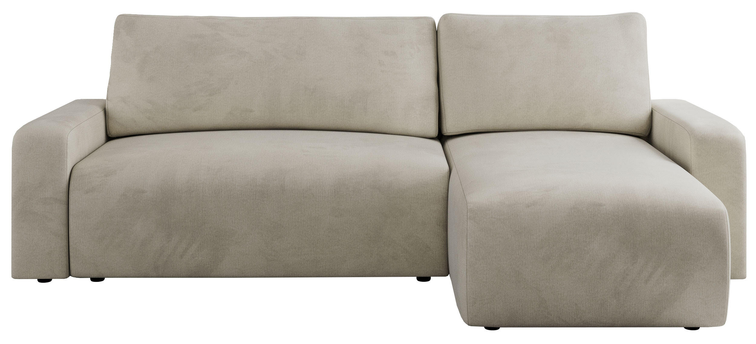 ECKSOFA ARGOS Beige Velours - Beige/Schwarz, Kunststoff/Textil (245/150cm) - MKS