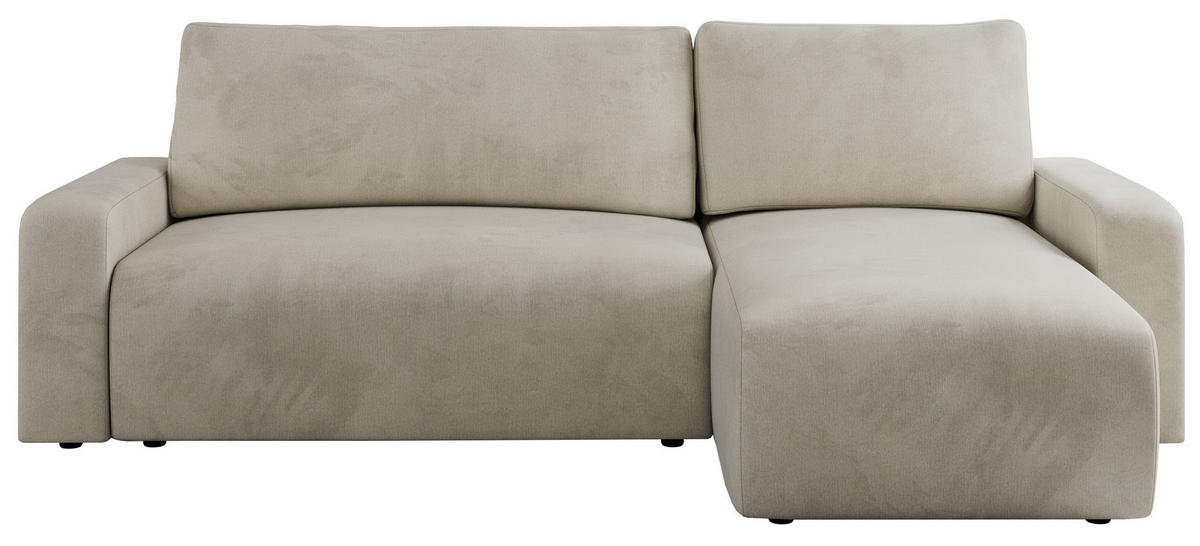 ECKSOFA ARGOS Beige Velours - Beige/Schwarz, Kunststoff/Textil (245/150cm) - MKS