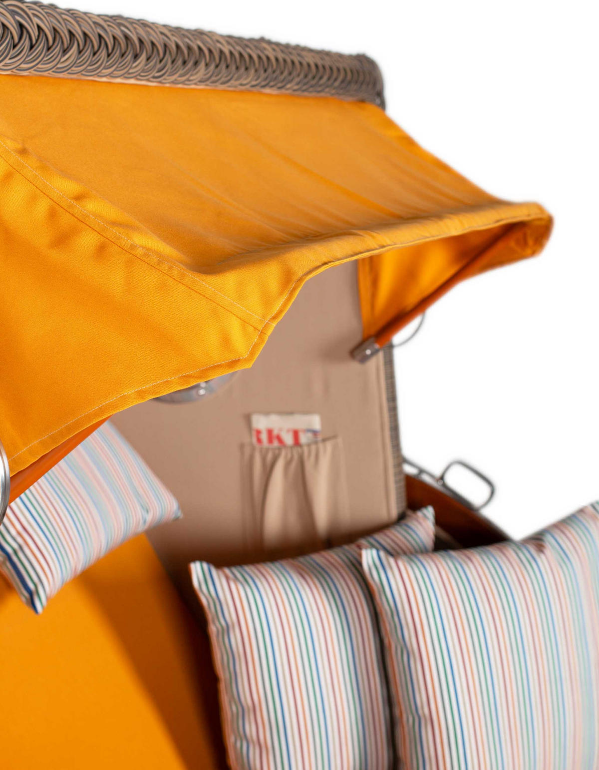 STRANDKORB XXL Düne Grande 2,5 Sitzer - Gelb/Braun, Metall (142/170/95cm) - Mr. Deko