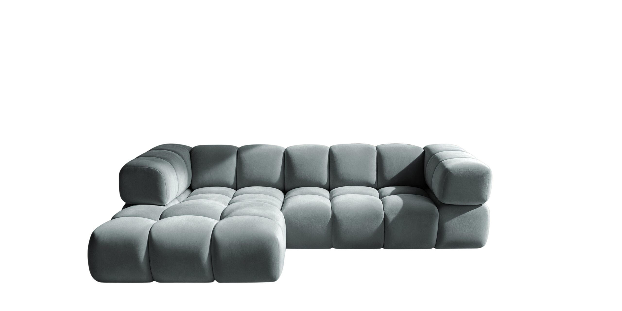 ECKSOFA L-Form Averro, stoff Bluvel, Blaugrau, Links - Blaugrau, Holz (280/150cm) - Kaiser Möbel