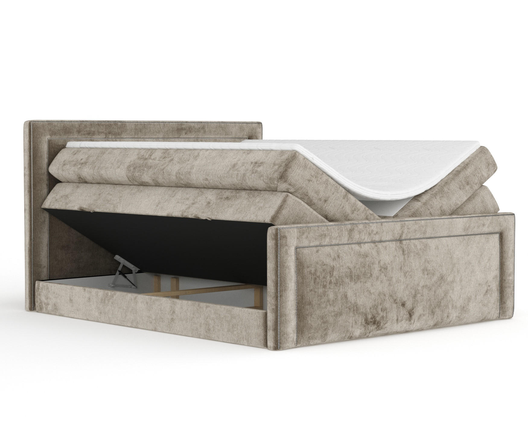 BOXSPRINGBETT Luxora Beige 160/200 cm - Beige/Schwarz, Holz/Holzwerkstoff (160/200cm) - Maison de Reve
