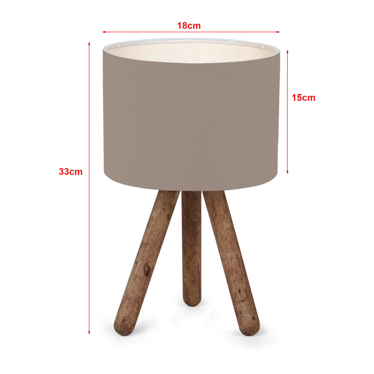 TISCHLEUCHTE Preston - Beige, Holz (18/18/33cm) - lux.pro