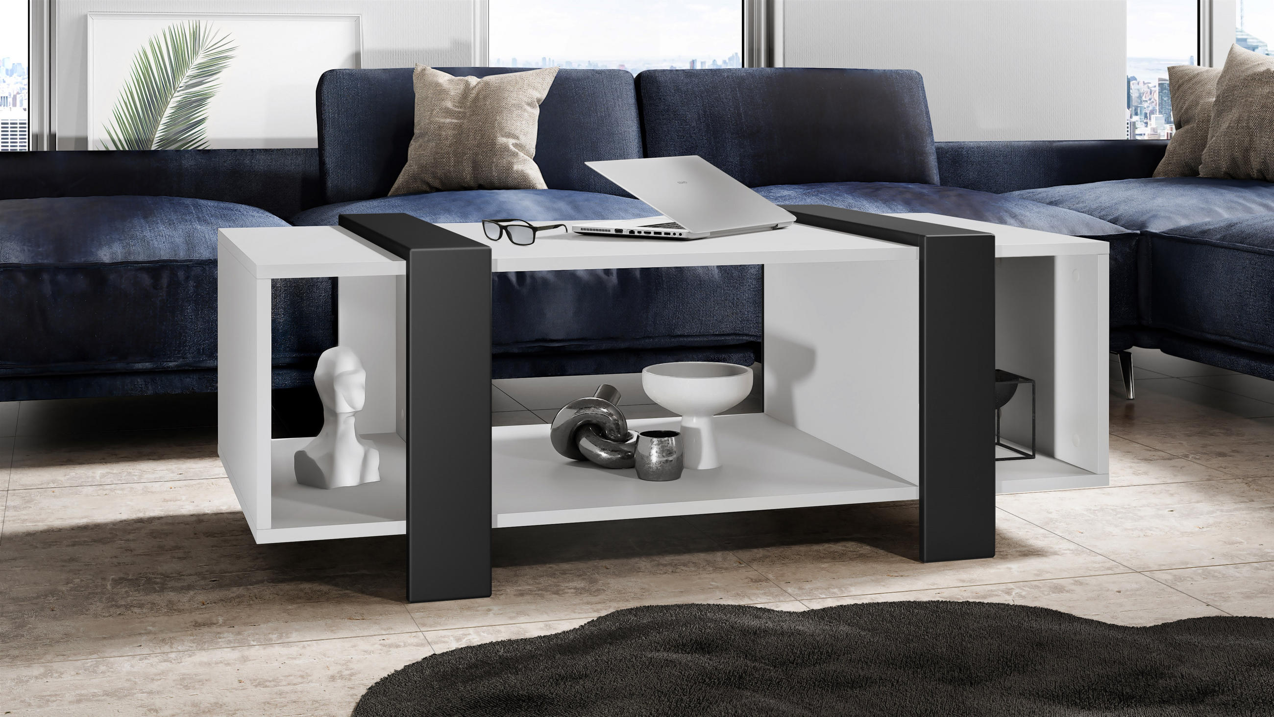 COUCHTISCH Ida Blenden in Schwarz matt - Schwarz, Holzwerkstoff (56.5/110.5/42cm) - Vladon