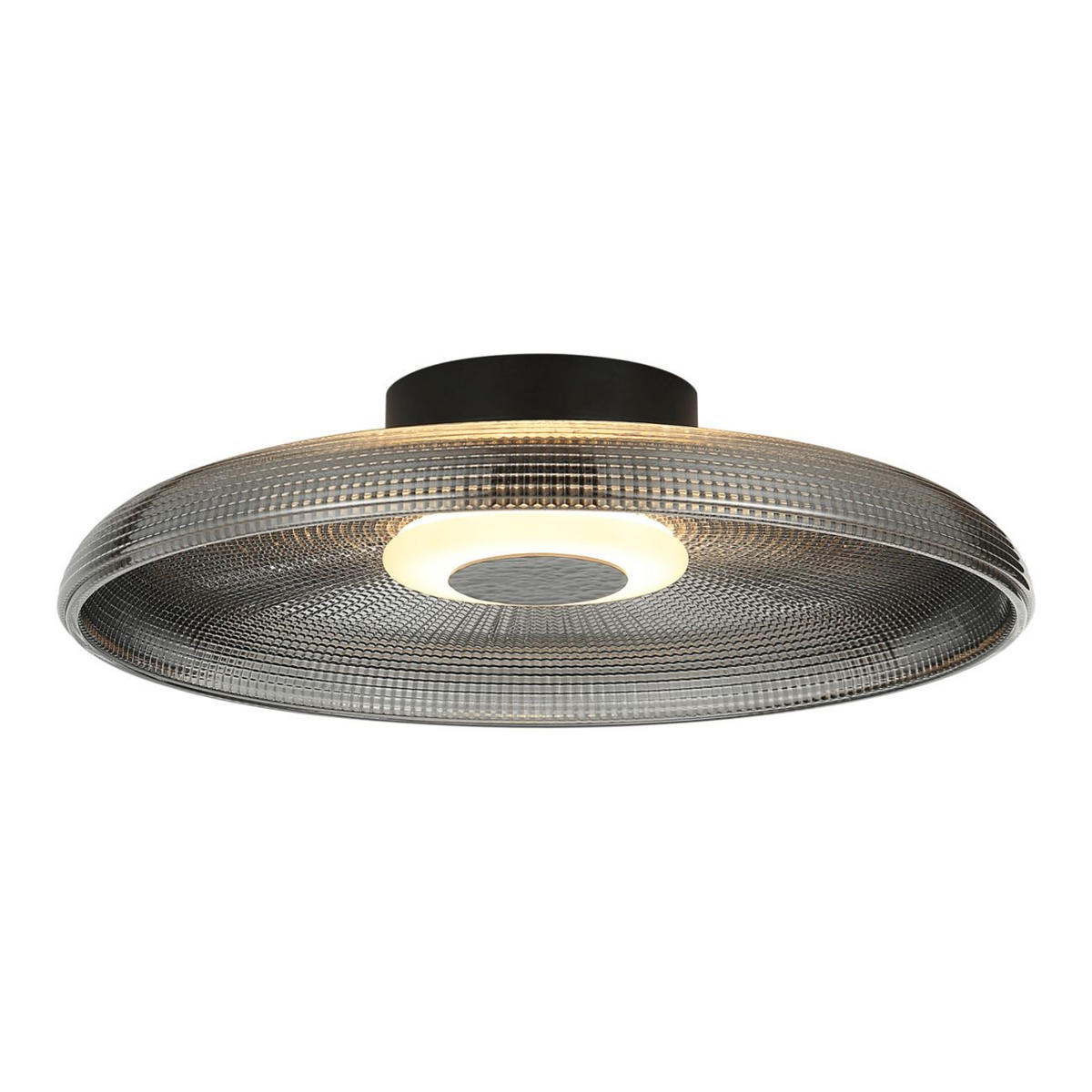 DECKENLEUCHTE Ossara, Schwarz und rauchgrau, 10cm - Schwarz, Glas (10/40/40cm) - KOSILUM