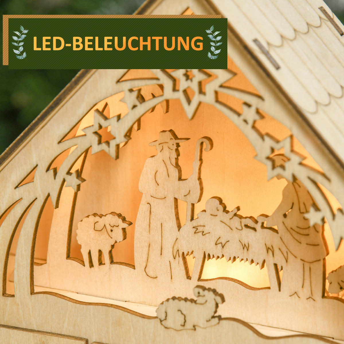 WEIHNACHTS-ADVENTSKALENDER - Naturfarben, Holz (6/30/26.6cm) - HOMCOM