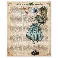 POSTER Alice Mit Schmetterlingen A4 Schwarzer Rahmen - Schwarz, Papier (29.7/5/21cm) - Nacnic